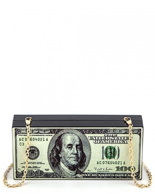 $100 Bill Iconic Box Clutch H5031